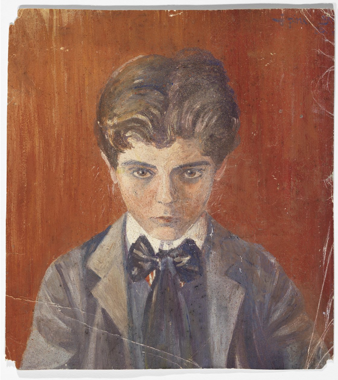 Autorretrato sobre fundo vermelho de Egon Schiele