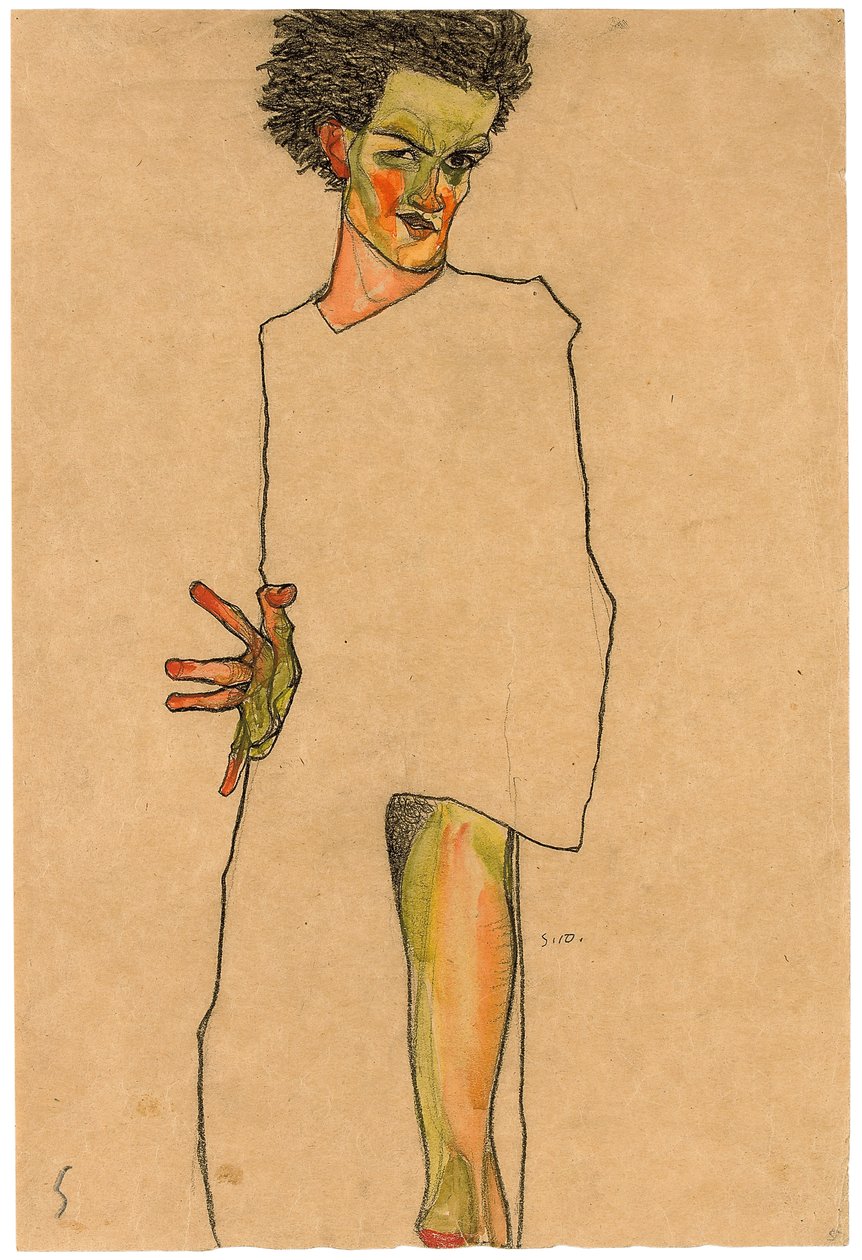 Auto-retrato; Auto-retrato, 1910 de Egon Schiele