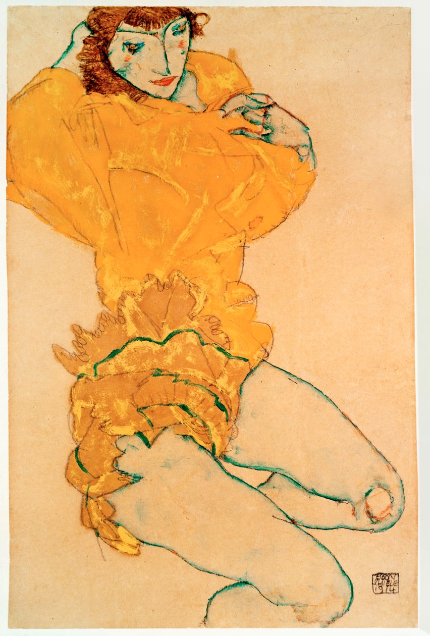 Mulher a despir-se [Mulher a despir-se]. de Egon Schiele