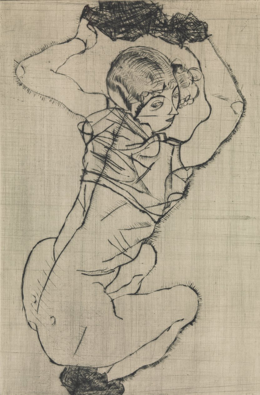 Mulher de cócoras, 1914. de Egon Schiele