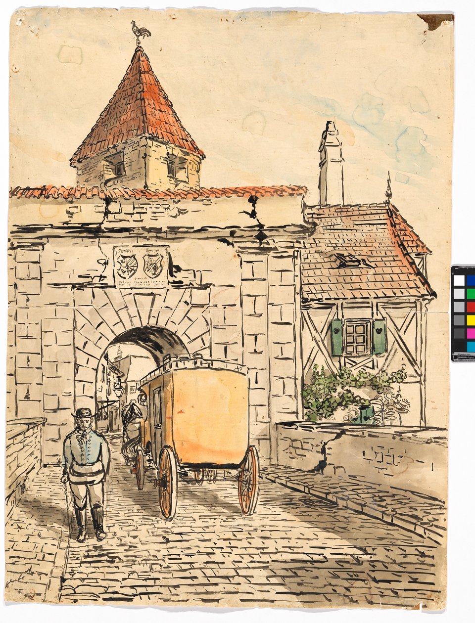 Porta da cidade com carruagem (Trabalho de aluno) de Egon Schiele
