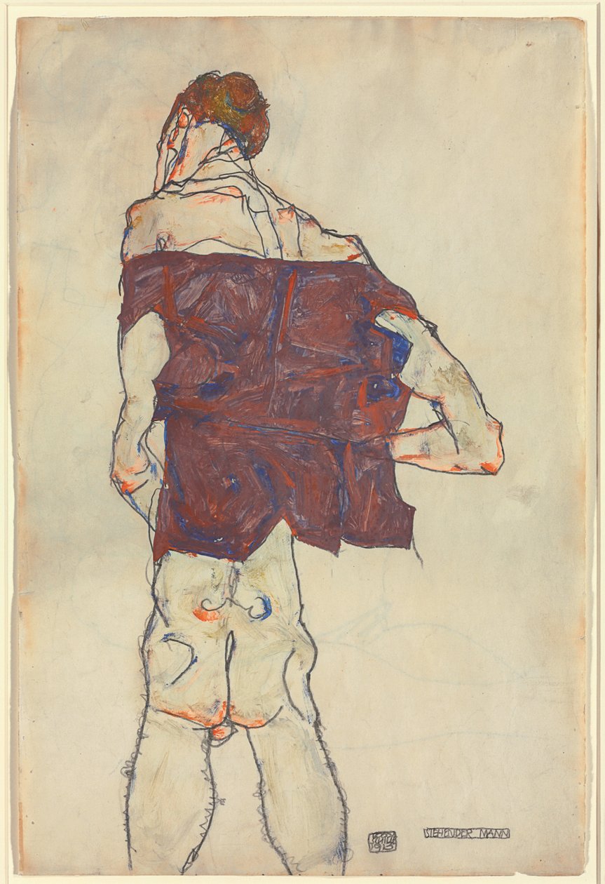 Homem em pé; Homem de pé, 1913 de Egon Schiele