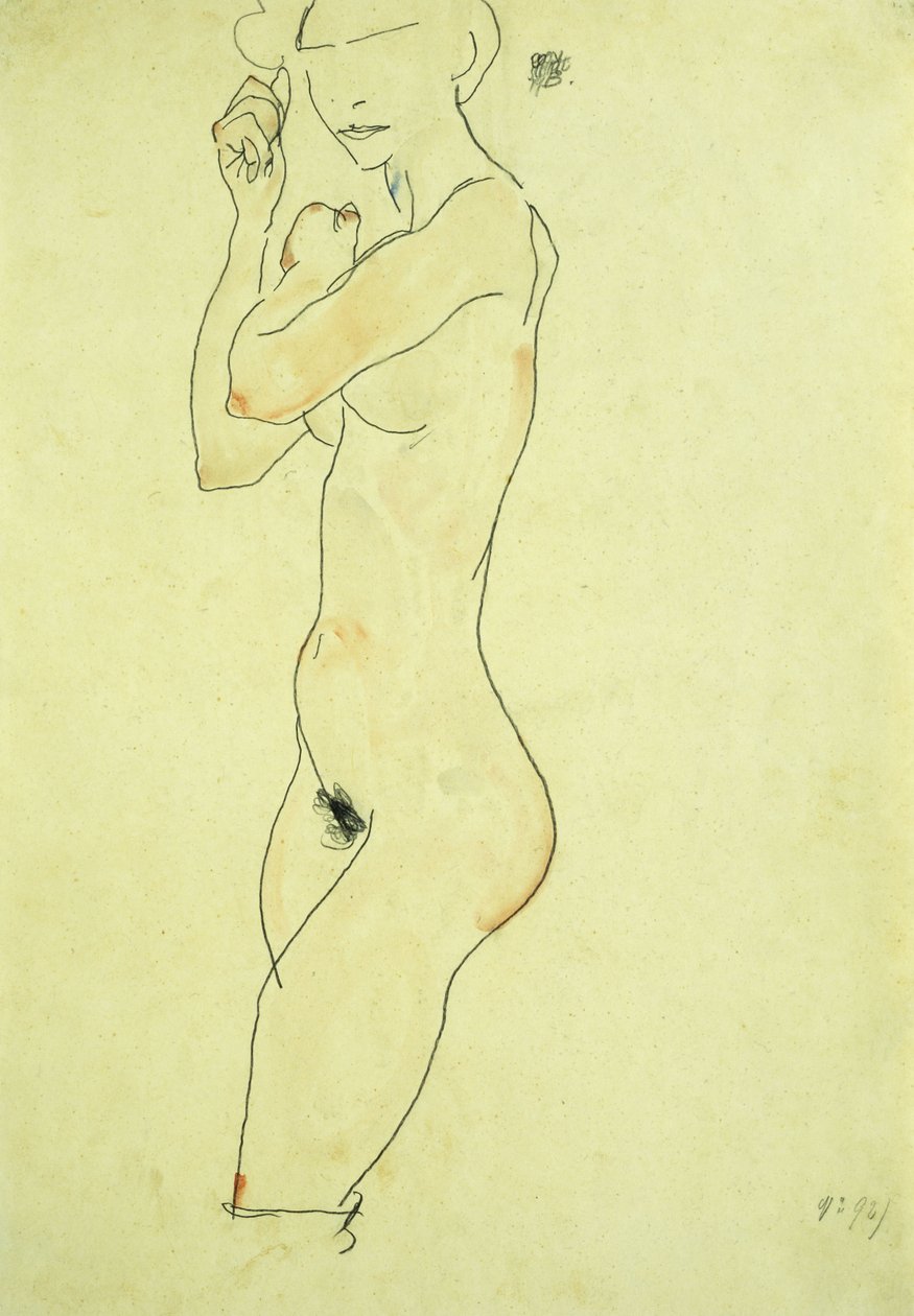 Em pé nu; Ato permanente, 1913 de Egon Schiele