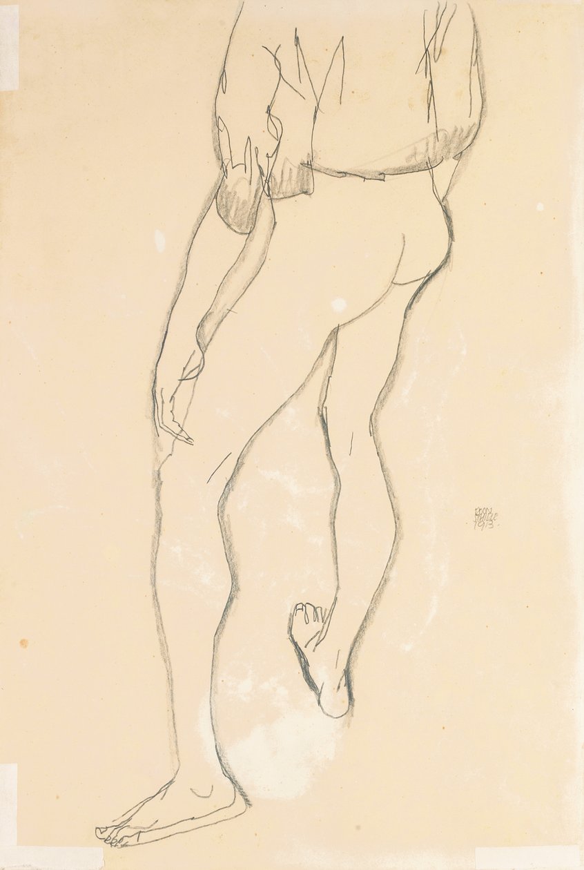 Nu masculino em pé, 1913 de Egon Schiele