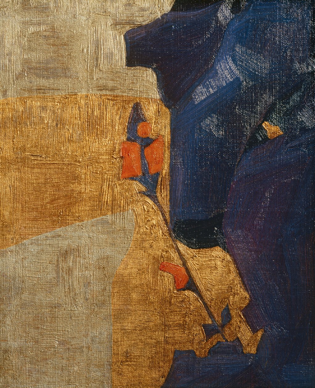 Flor estilizada sobre um fundo decorativo ... (bronze) de Egon Schiele