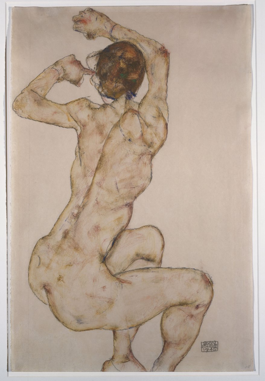 O agachamento, 1915 de Egon Schiele
