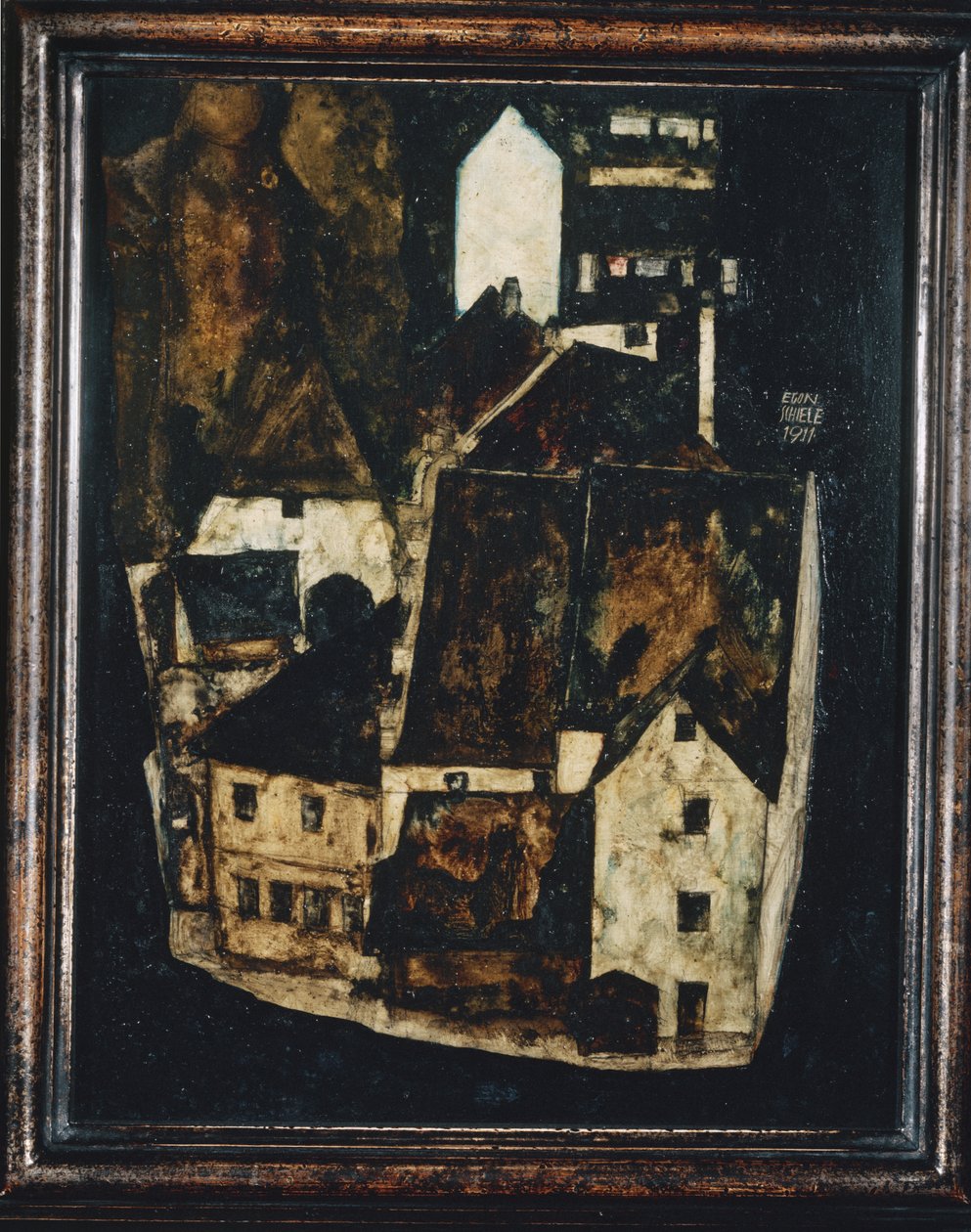 Tote Stadt III - Cidade morta III ... (óleo e aguarela sobre madeira) de Egon Schiele