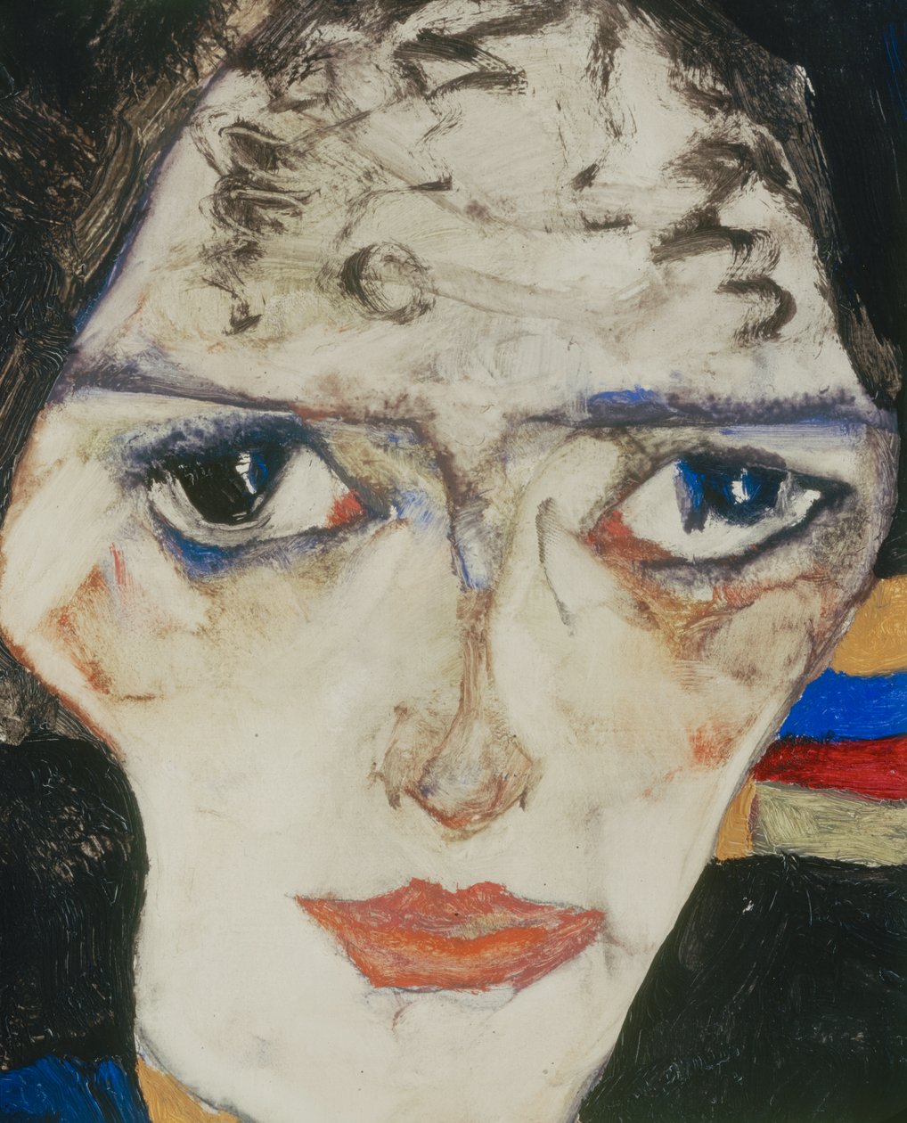 Mulher de luto (óleo sobre madeira) de Egon Schiele