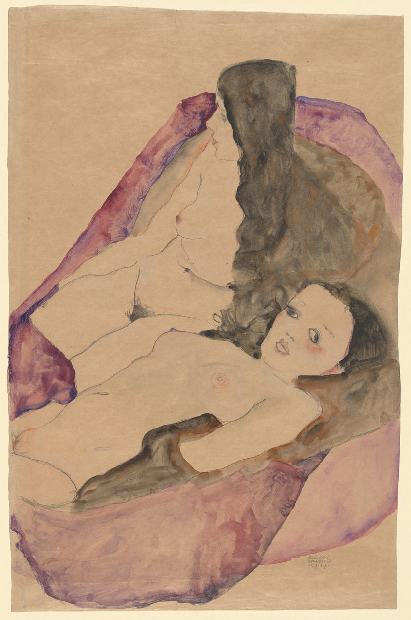 Dois nus reclinados, 1911. de Egon Schiele