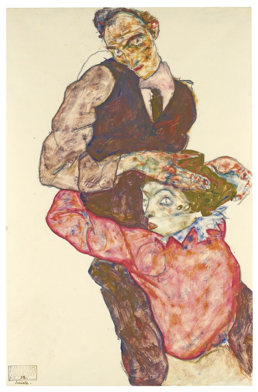 Dois amantes Auto-retrato com Wally, 1914-1915 de Egon Schiele