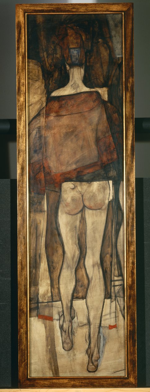 Nu feminino com xaile, fragmento, Nu feminino com xaile, fragmento1913 ... (óleo sobre tela) de Egon Schiele