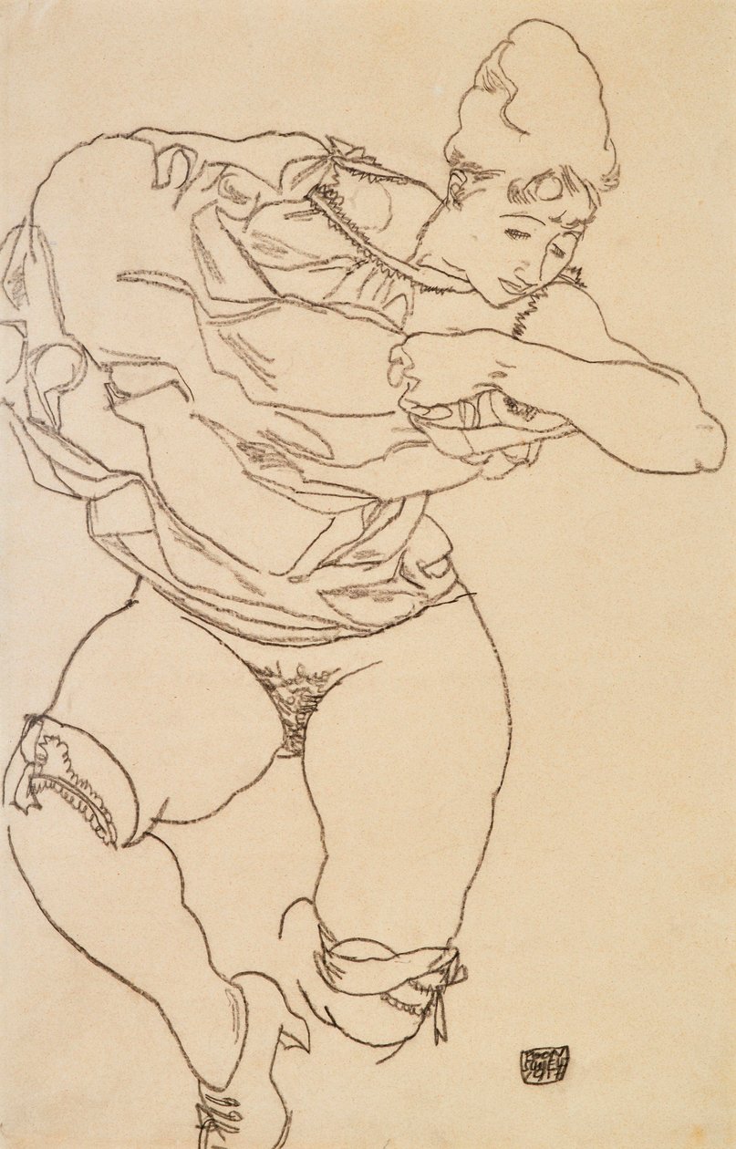 Mulher se despindo, 1917. de Egon Schiele