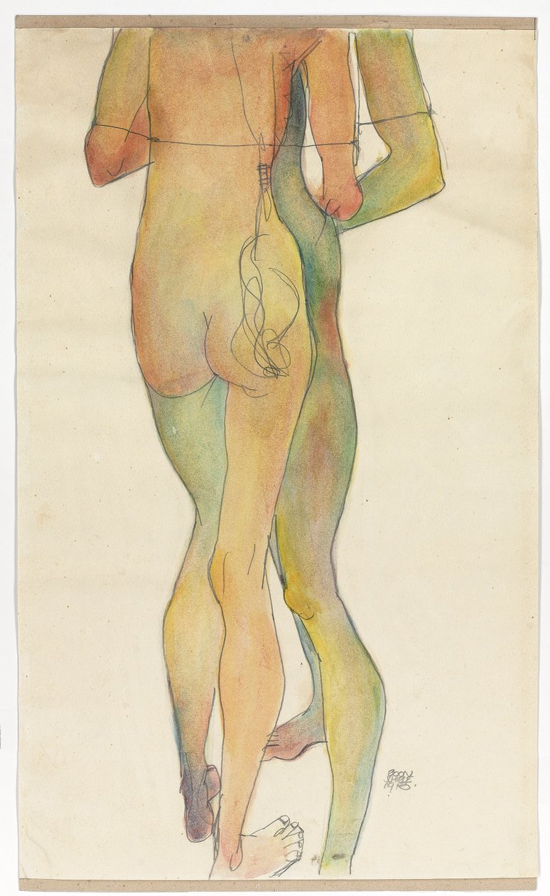 Dois nus em pé, 1913 de Egon Schiele