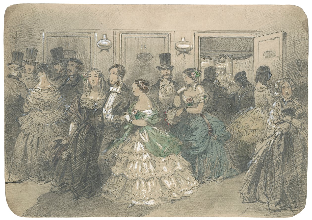 A ópera sueca, c.1850 (lápis com wc aumentado com branco) de Egron Sellif Lundgren