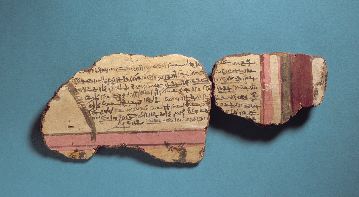 Fragmentos de cartonagem com inscrições demóticas (cerâmica) de Egyptian