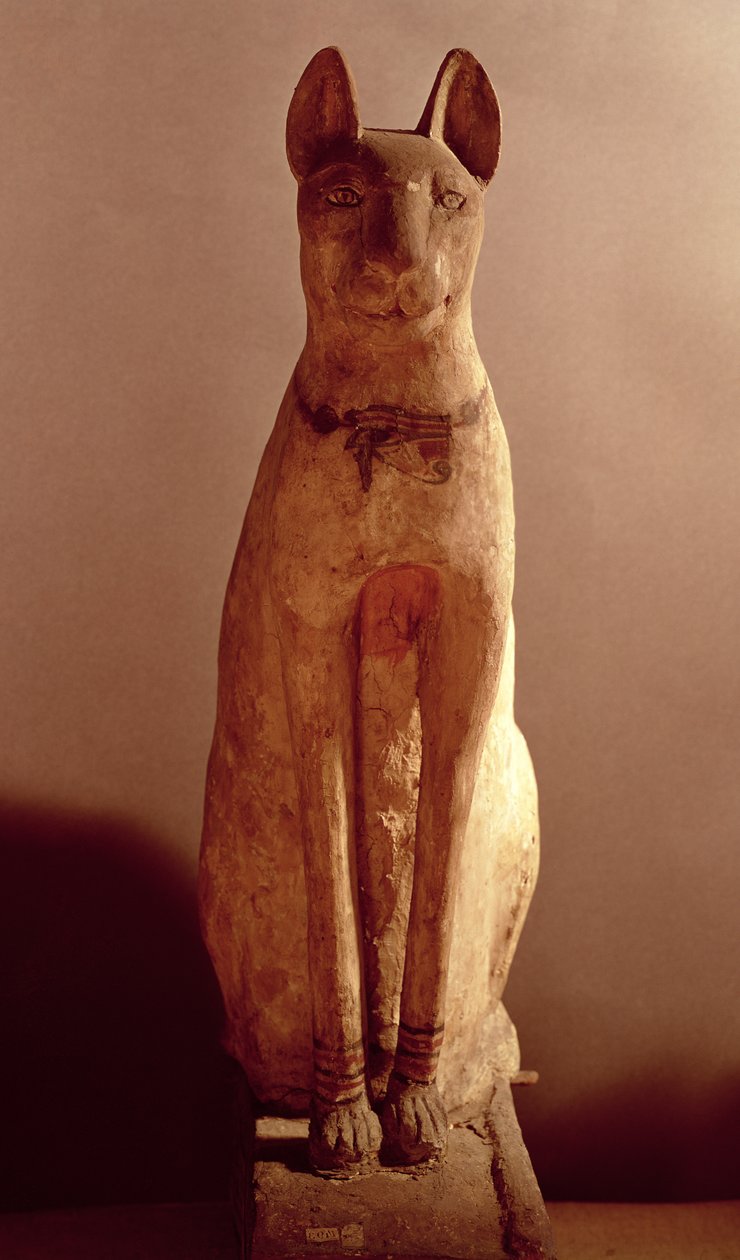 Caixão de um gato protegido pela deusa Bastet (madeira pintada) de Egyptian