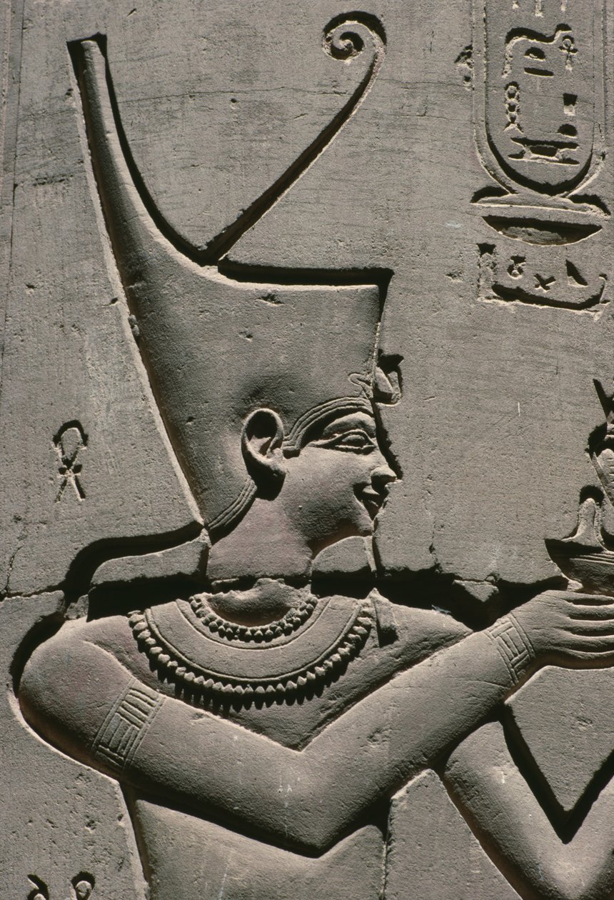Detalhe, de, um, alívio, faraó, pedra calcária de Egyptian