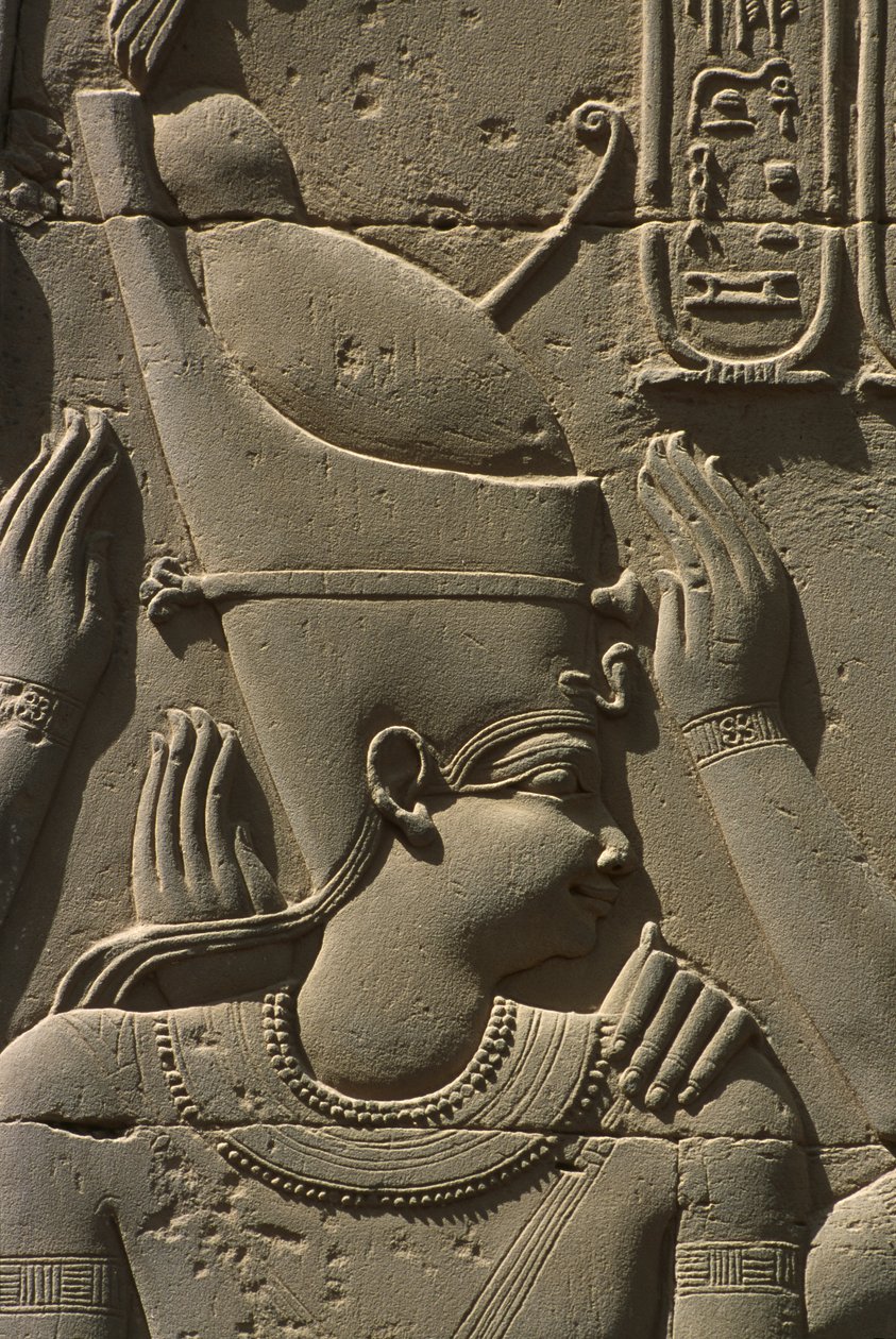 Detalhe, alívio, faraó, pedra de Egyptian