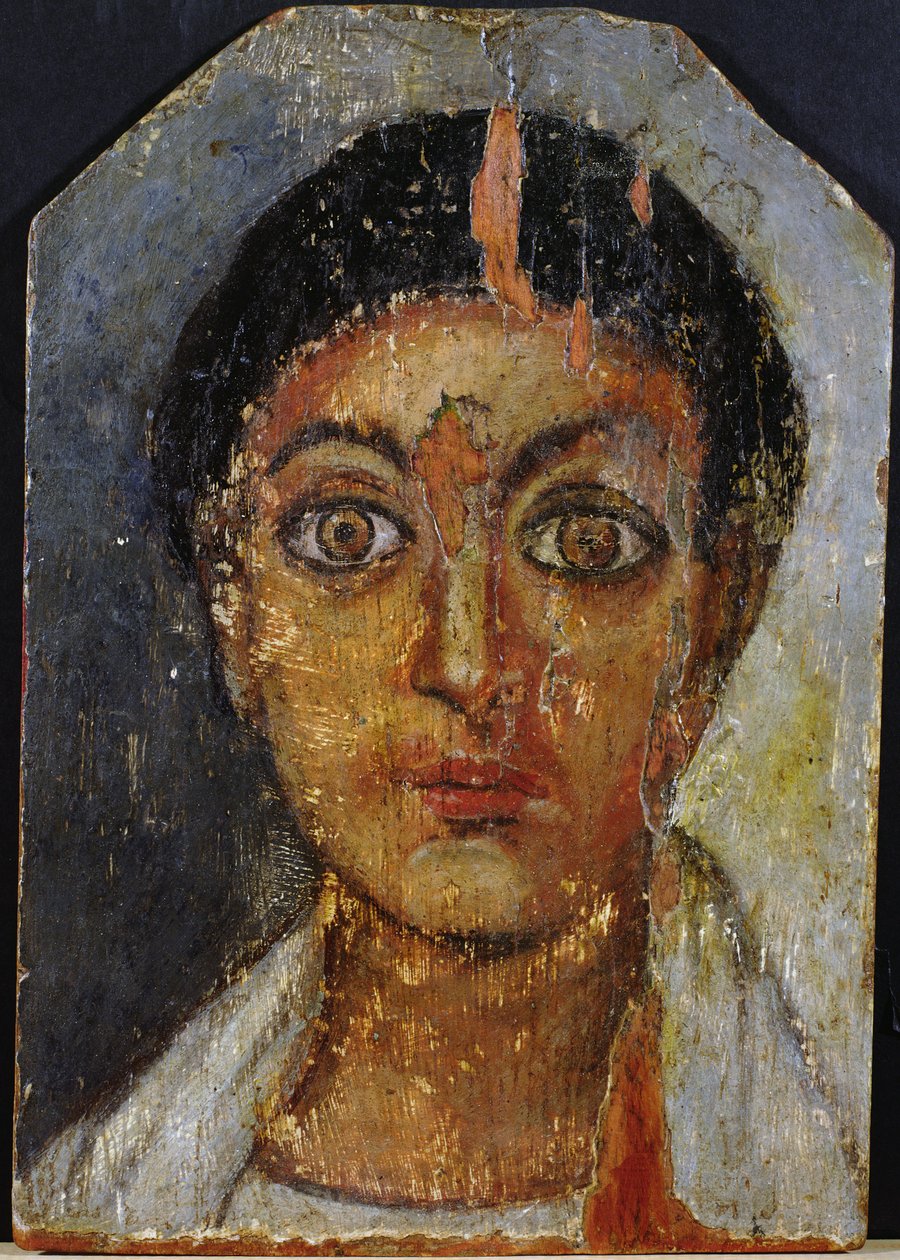 Fayum retrato de um jovem, do século II-3º (cera encáustica em madeira) de Egyptian