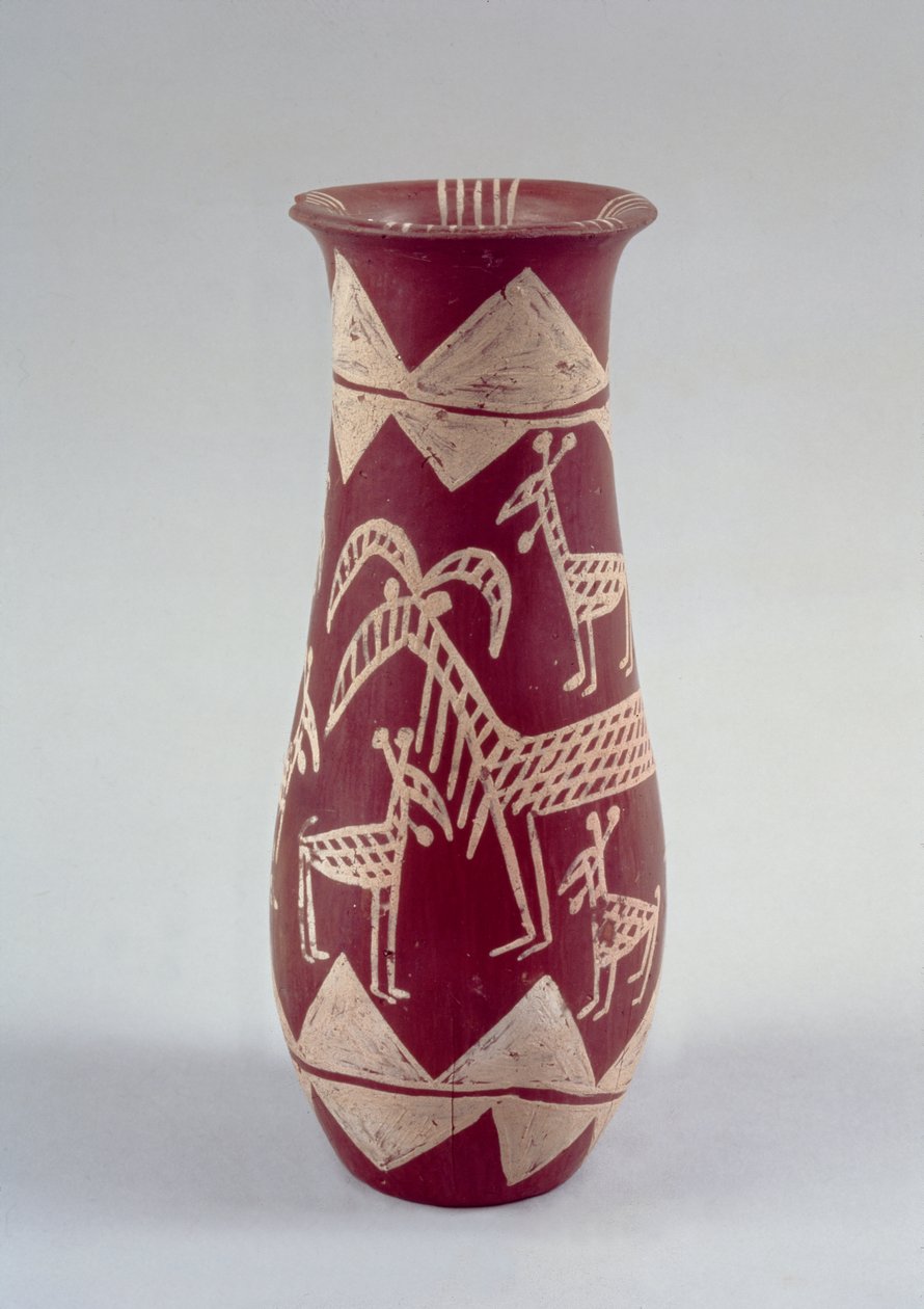 Cálice, período Naqada c.4000-3100 aC, (cerâmica pintada) de Egyptian
