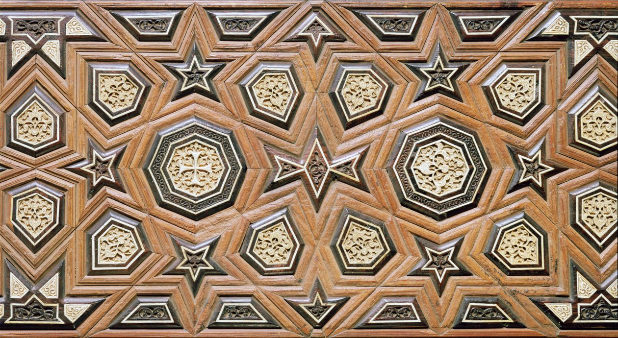 Par de persianas de uma igreja (madeira incrustada com marfim e ébano) (detalhe) de Egyptian