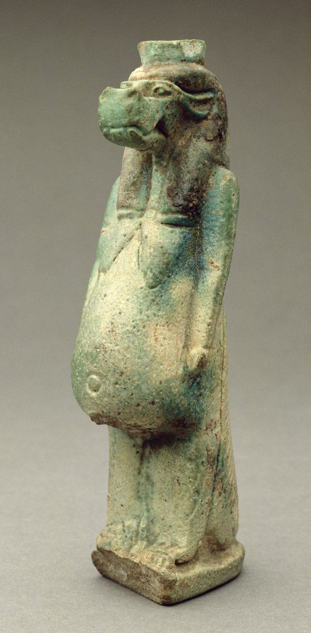 Estatueta da deusa Taweret, um hipopótamo com cauda de crocodilo (faiança) de Egyptian