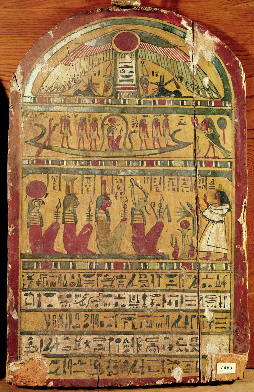 Estela, c.664-332 aC (madeira pintada) de Egyptian
