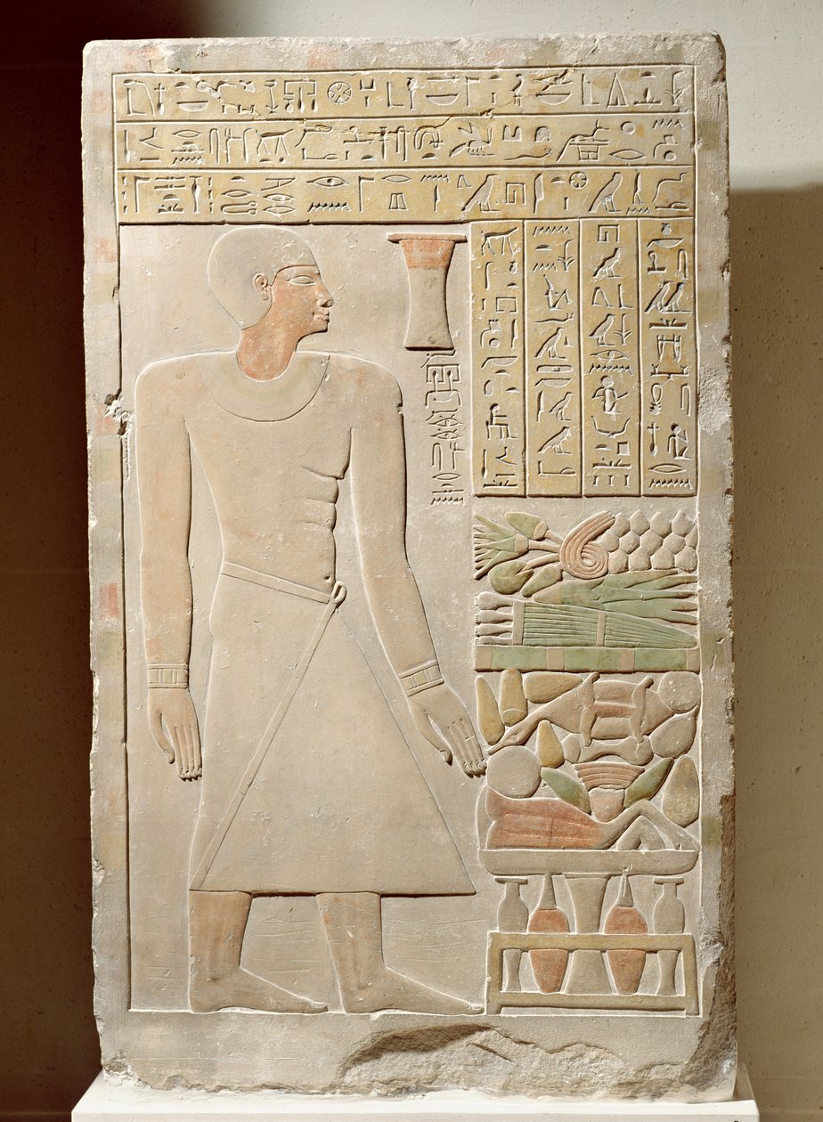 Estela de alívio de Senwosret, chefe do tesouro, Middle Kingdom, c.1970-1900 aC (calcário pintado) de Egyptian 12th Dynasty