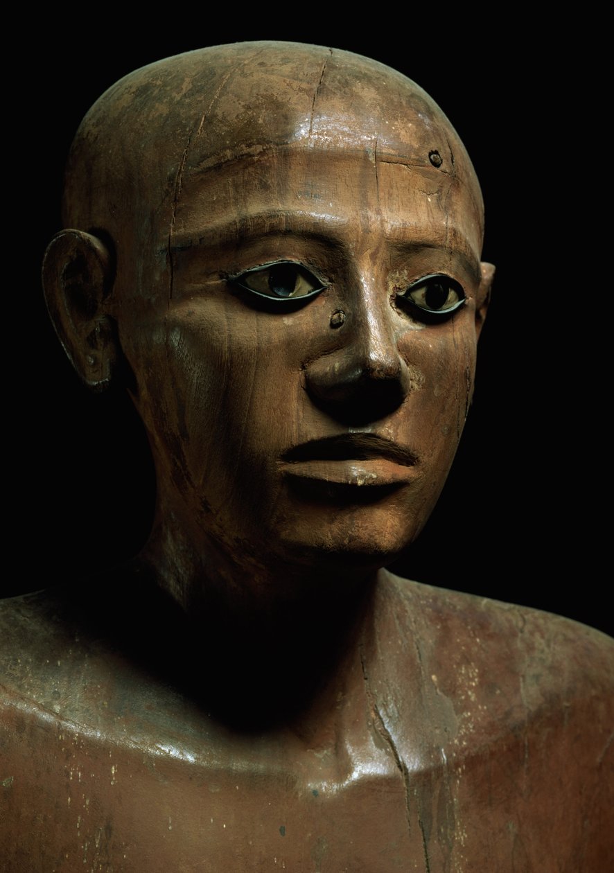 Estátua, de, chanceler, Nakhti, de, Asyut, cedo, meio, reino, c.1900, bc, (painted, wood), (detail) de Egyptian 12th Dynasty