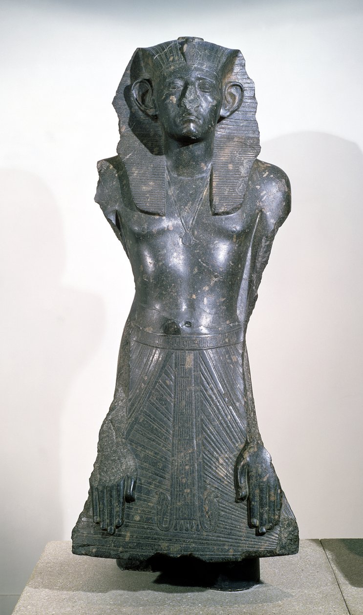 Estátua de Sesostris III (1878-1843 aC) na meia idade, de Deir el-Bahri, Tebas, c.1850 aC (granito) de Egyptian 12th Dynasty