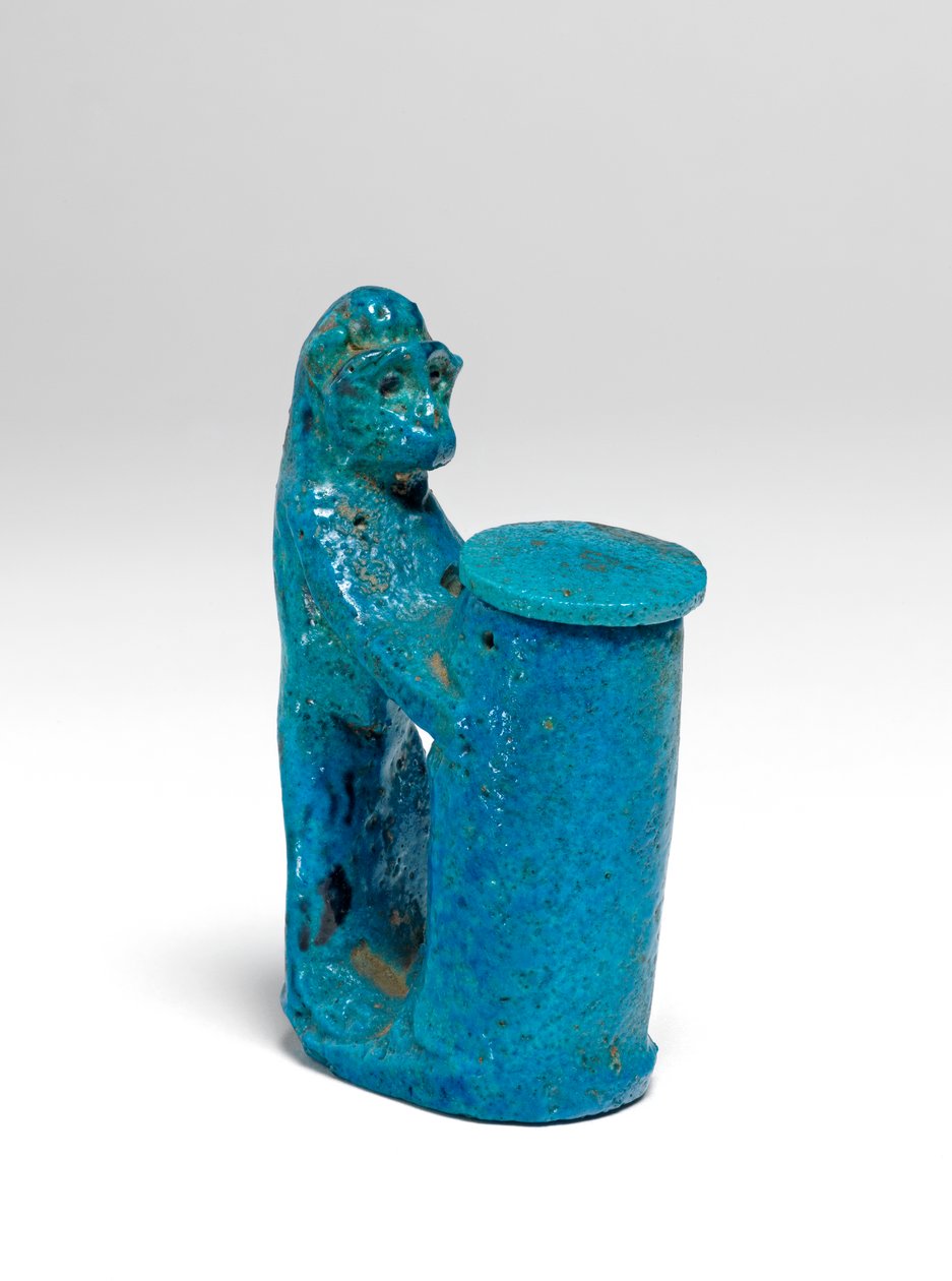 Pote Kohl, na forma de uma faiança de macaco, ver também 423001 de Egyptian 18th Dynasty