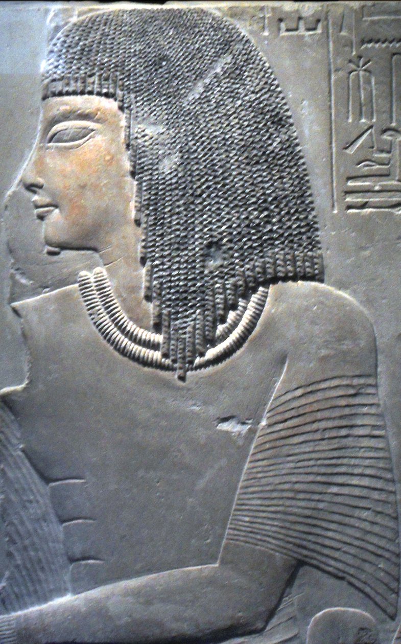 Alívio de Imenmes e Dejat, Pais do General Imeneminet, de um túmulo em Memphis, por volta de 1336 aC de Egyptian 18th Dynasty