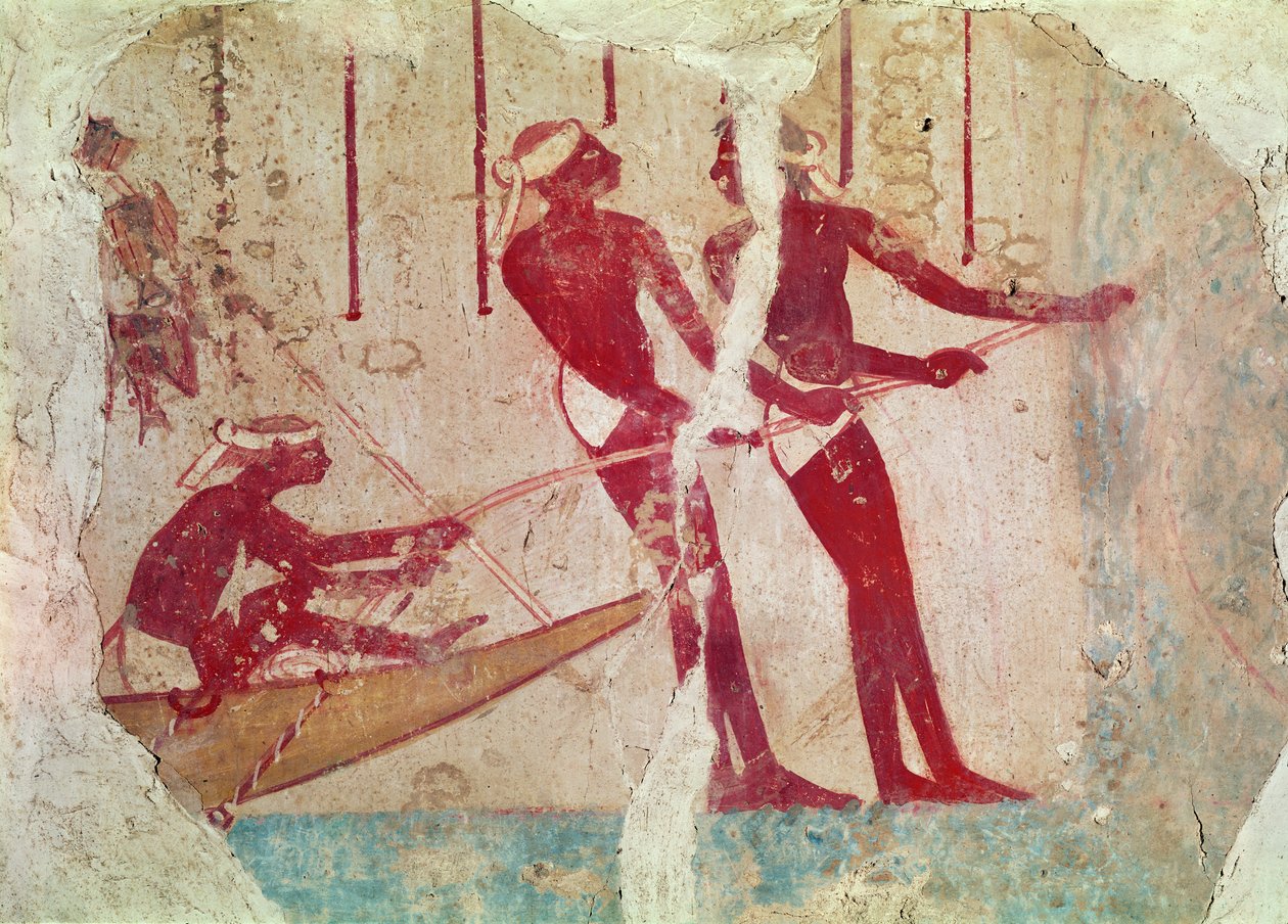Retornar da pintura de parede de pesca de Egyptian 18th Dynasty