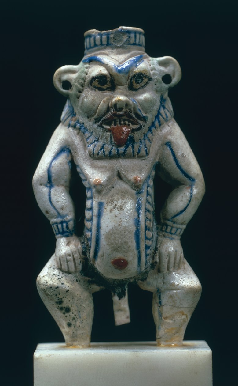 Kohl pote na forma do deus Bes, New Kingdom, c.1400-1300 aC (faiança) de Egyptian 18th Dynasty