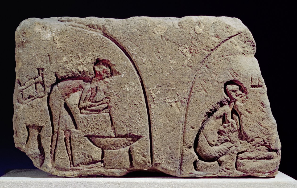 Alívio da Preparação de Alimentos, Amarna, século 14 aC (calcário) de Egyptian 18th Dynasty