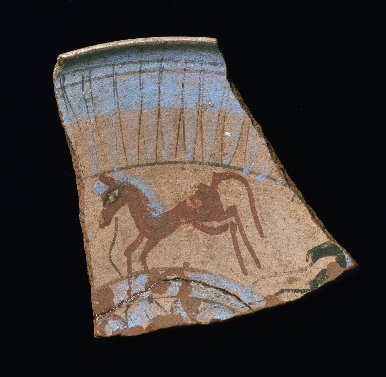 Estilhaço pintado com um cavalo galopante, de Tell el-Amarna, New Kingdom (cerâmica) de Egyptian 18th Dynasty