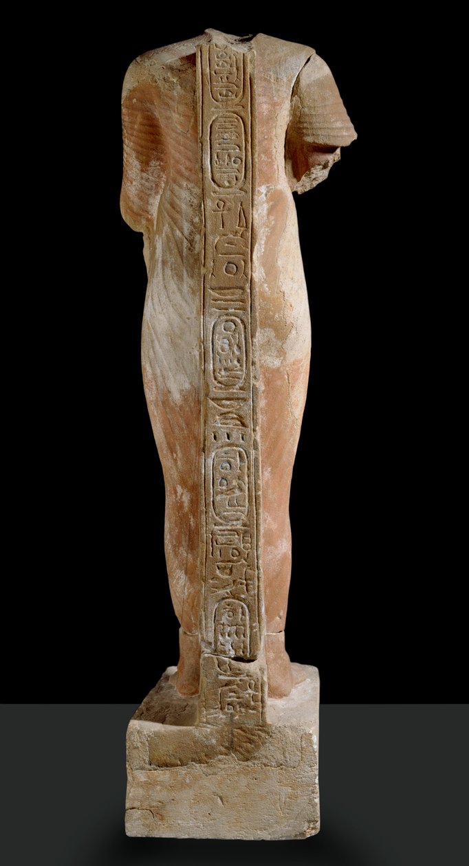 Estátua, de, Akhenaten, vista, de, costas de Egyptian 18th Dynasty