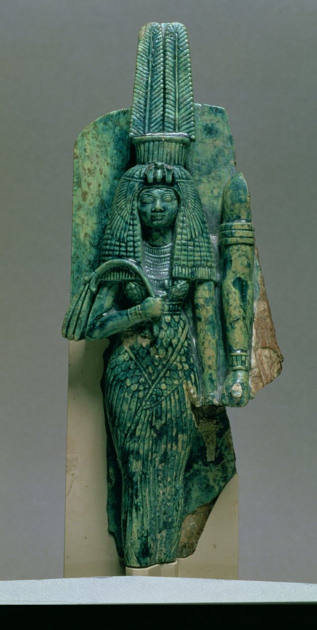 Estatueta da rainha Tiye, esposa de Amenófis III, Novo Reino, c.1391-1353 aC (esteatita vidrada) de Egyptian 18th Dynasty