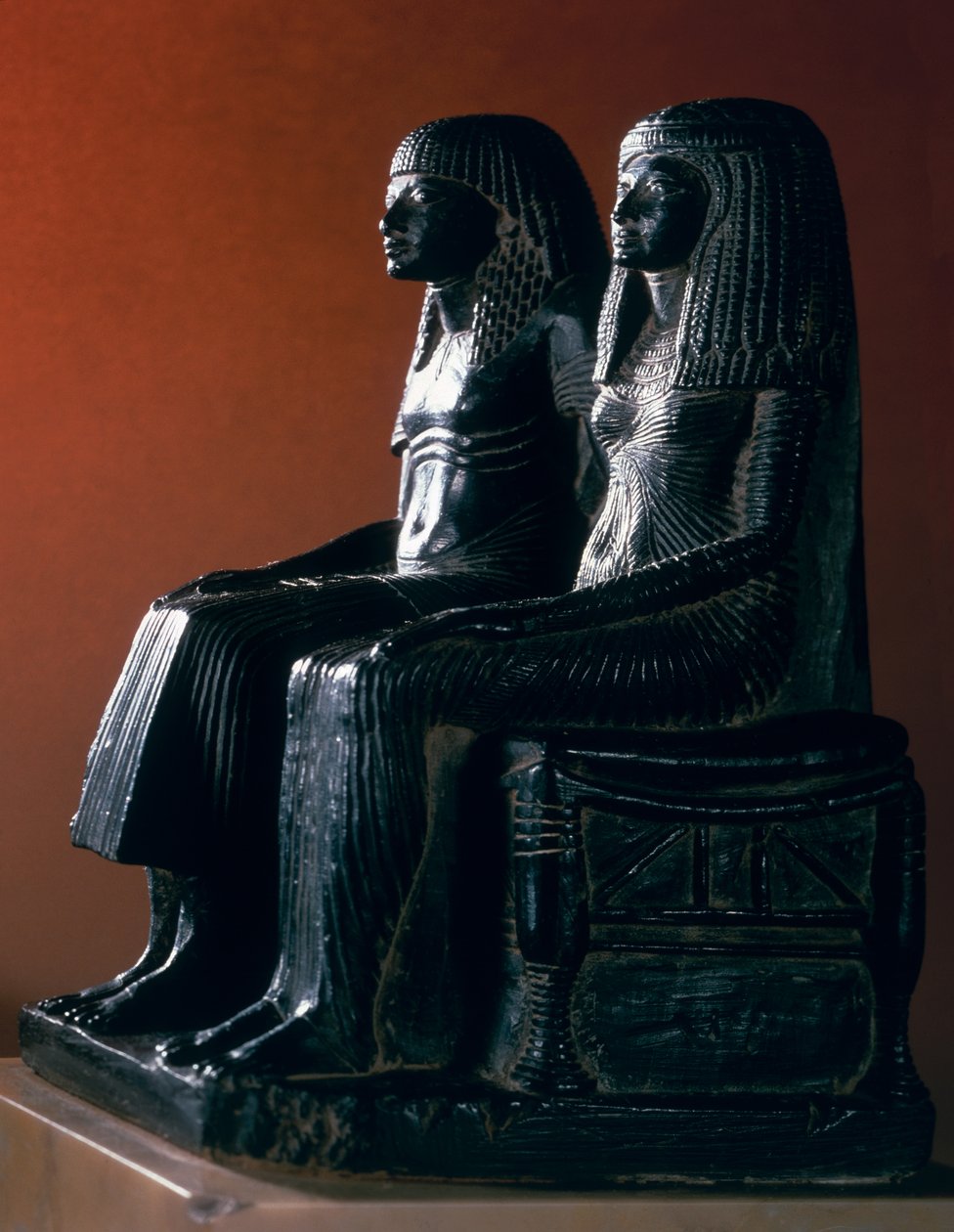 Um casal senhorial em roupas cerimoniais, New Kingdom de Egyptian 19th Dynasty
