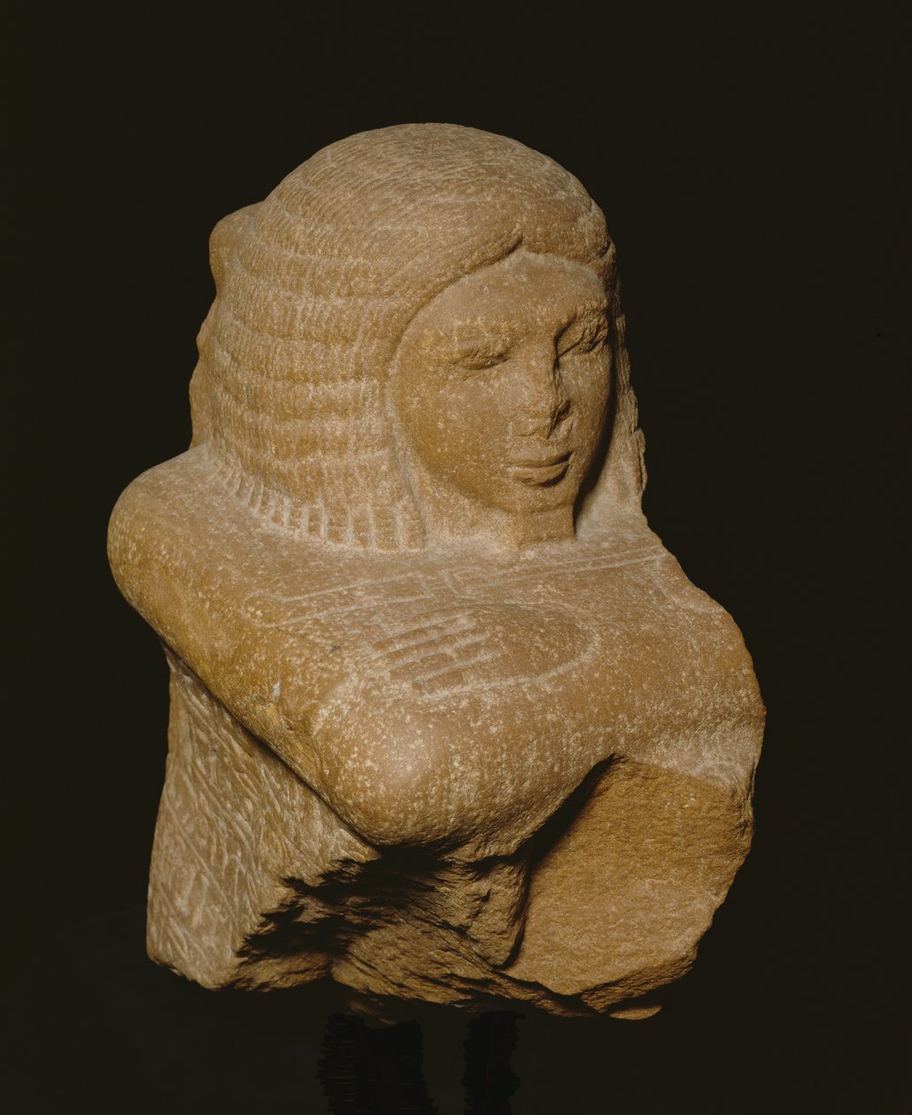 Bloco estátua de um oficial, Novo Reino, 1279-1213 aC (quartzito) de Egyptian 19th Dynasty
