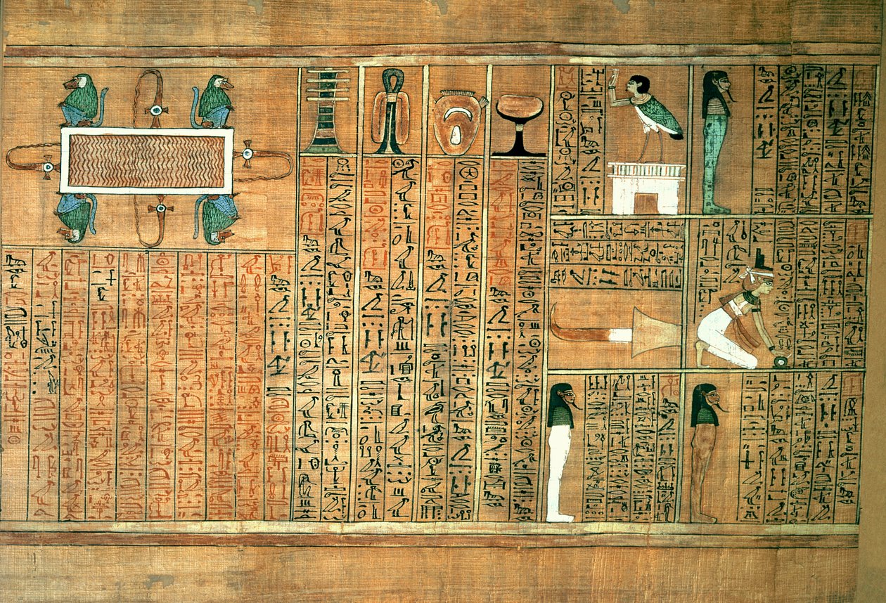Detalhe representando o falecido e seu Ba, do Livro dos Mortos do Escriba Qualquer, c.1250 (papiro pintado) de Egyptian 19th Dynasty