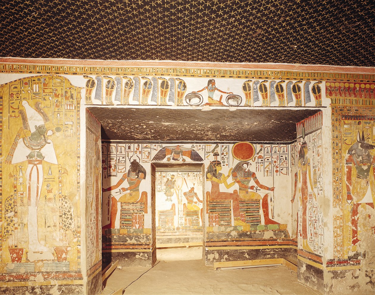 Dois quartos do túmulo de Nefertari de Egyptian 19th Dynasty