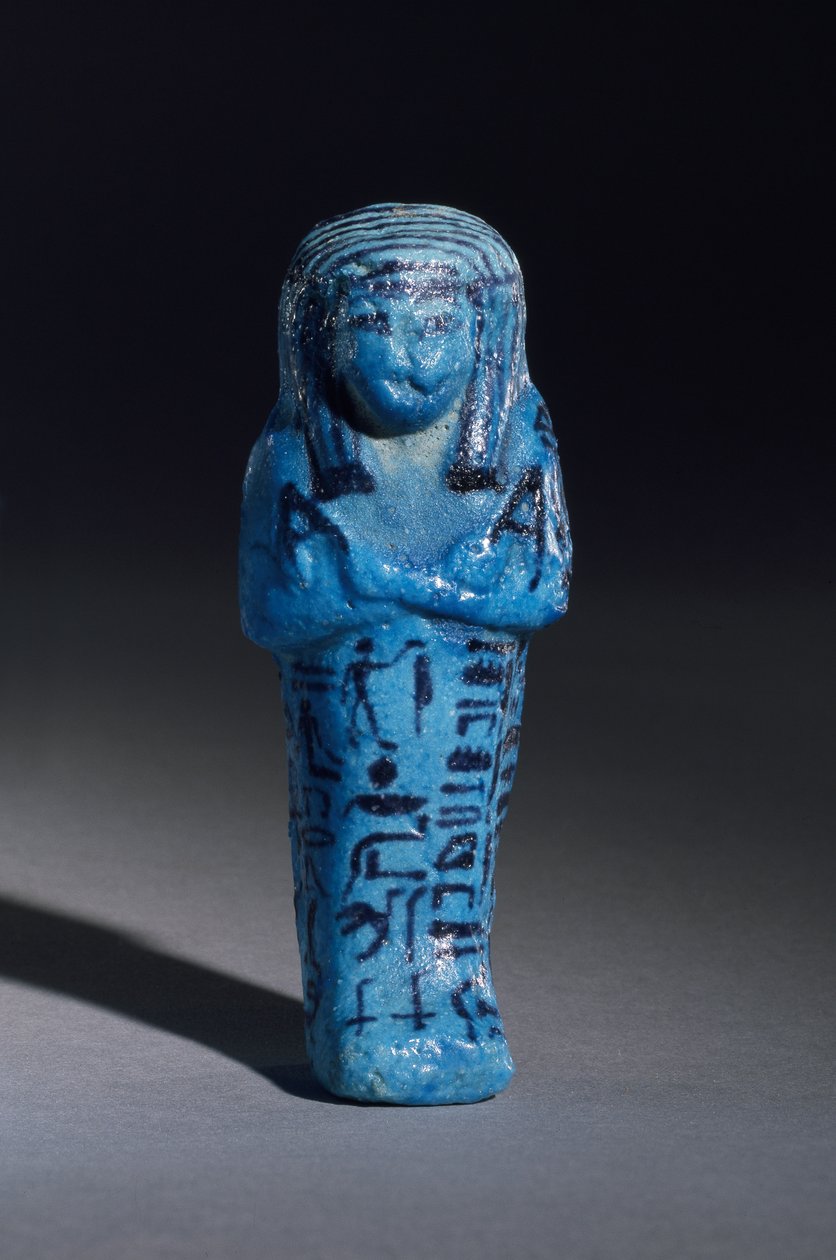 Estatueta inscrita para o sacerdote de Amon, Amenemope e Shawabti de Tomb 148, Tebas, Novo Reino, c.1193-1080 BC faiança de faiança vidrada detalhe de 110408 de Egyptian 20th Dynasty