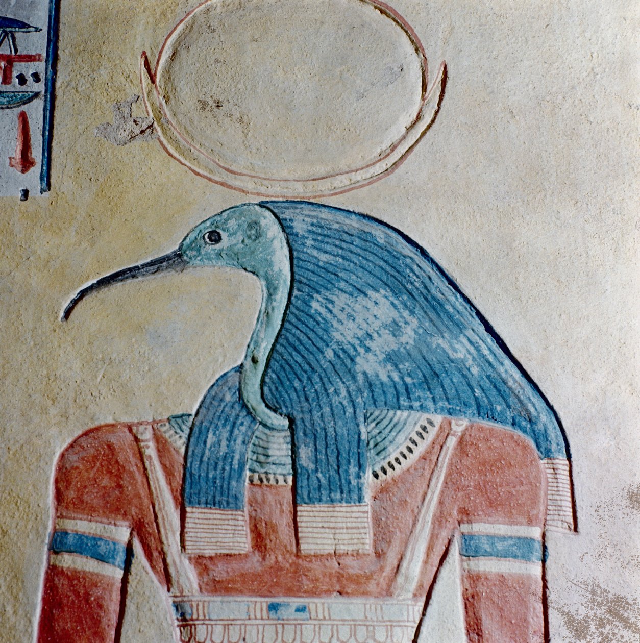 O deus Thoth, do túmulo do príncipe Khaemwaset II, filho de Ramesses III (c.1187-1156 aC) New Kingdom (calcário pintado) de Egyptian 20th Dynasty