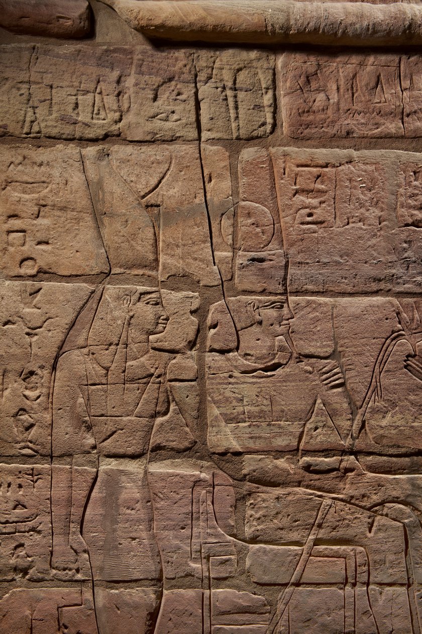 Detalhe do muro de Aspelta, c.680 aC arenito de Egyptian 25th Dynasty