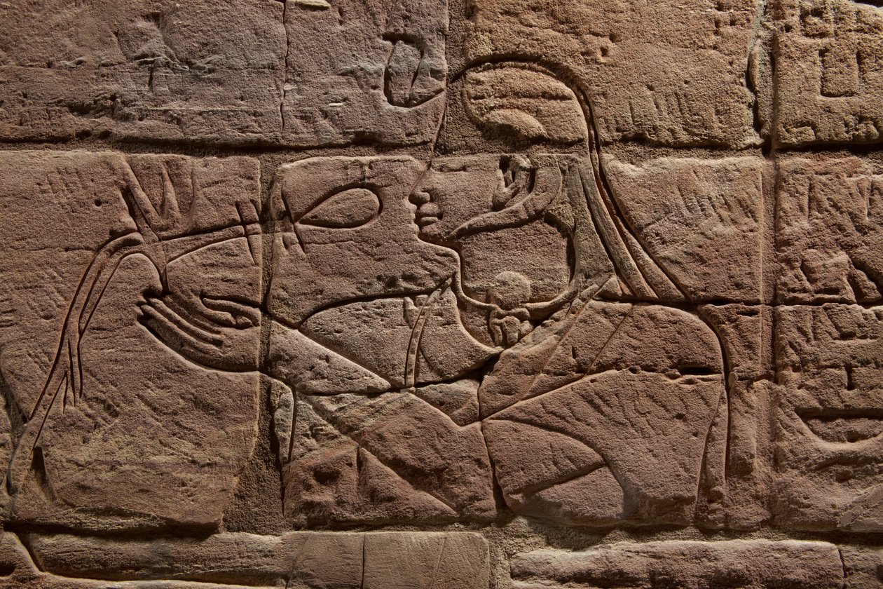 Detalhe do muro de Aspelta, c.680 aC arenito de Egyptian 25th Dynasty