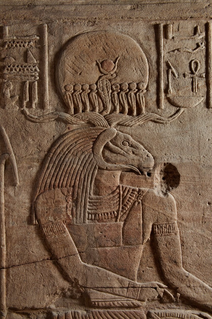 Alívio em um santuário erguido pelo faraó Taharqa na corte do templo de Amon construído por ele em Kawa na Núbia, 25 dinastia, período final, 690-64 aC arenito detalhe de 107896 de Egyptian 25th Dynasty