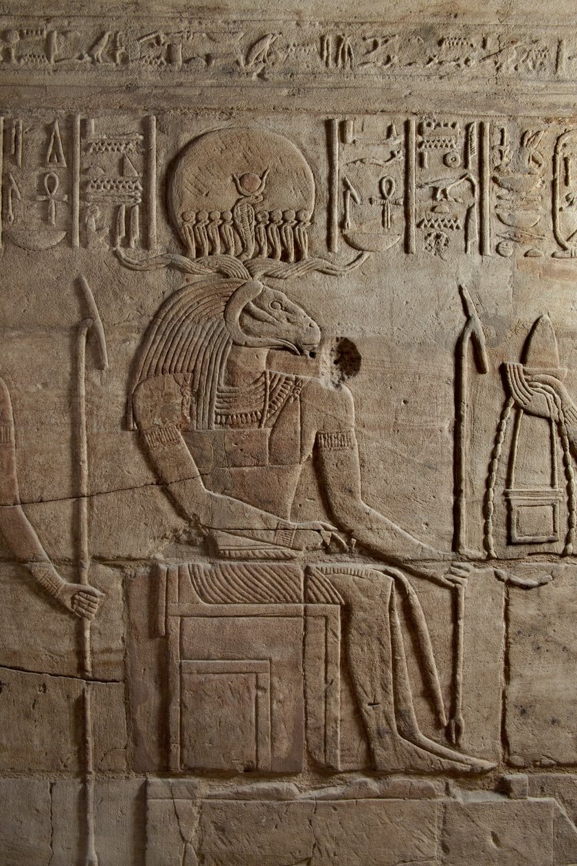 Alívio em um santuário erguido pelo faraó Taharqa na corte do templo de Amon construído por ele em Kawa na Núbia, 25 dinastia, período final, 690-64 aC arenito detalhe de 107896 de Egyptian 25th Dynasty