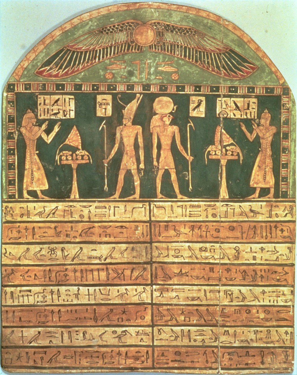 Estela de Horsiese, período tardio (madeira pintada) de Egyptian 26th Dynasty