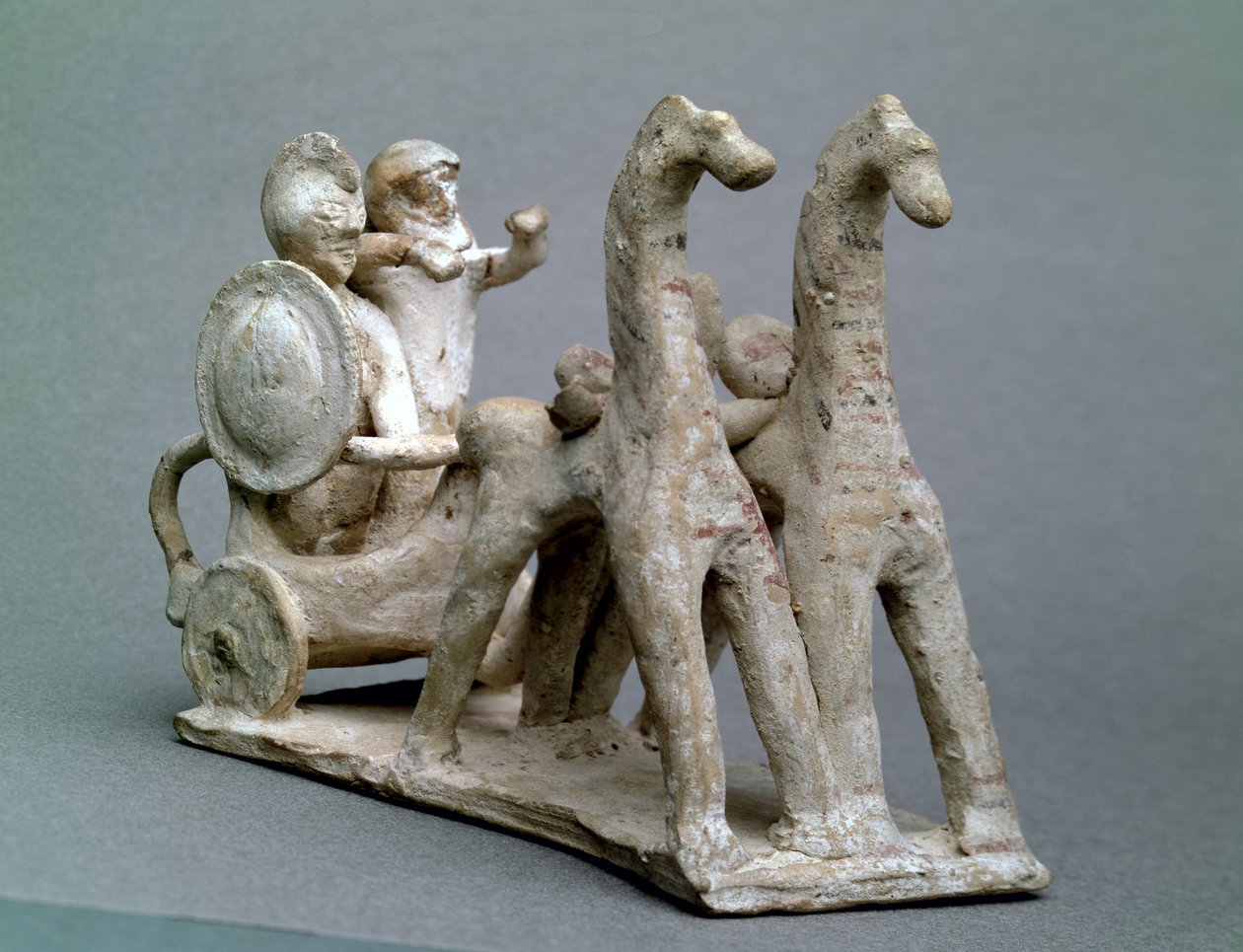 Carruagem e cavalos, do túmulo da princesa Nefertiabet, Old Kingdom (argila) de Egyptian 4th Dynasty